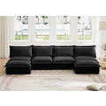 4-Seater Chenille U-Shape Sectional Cloud Couch with Reversible Ottoman