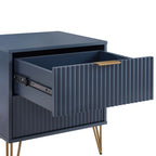 Dumbo 20' Fluted Nightstand in Midnight Blue (2-Drawer)
