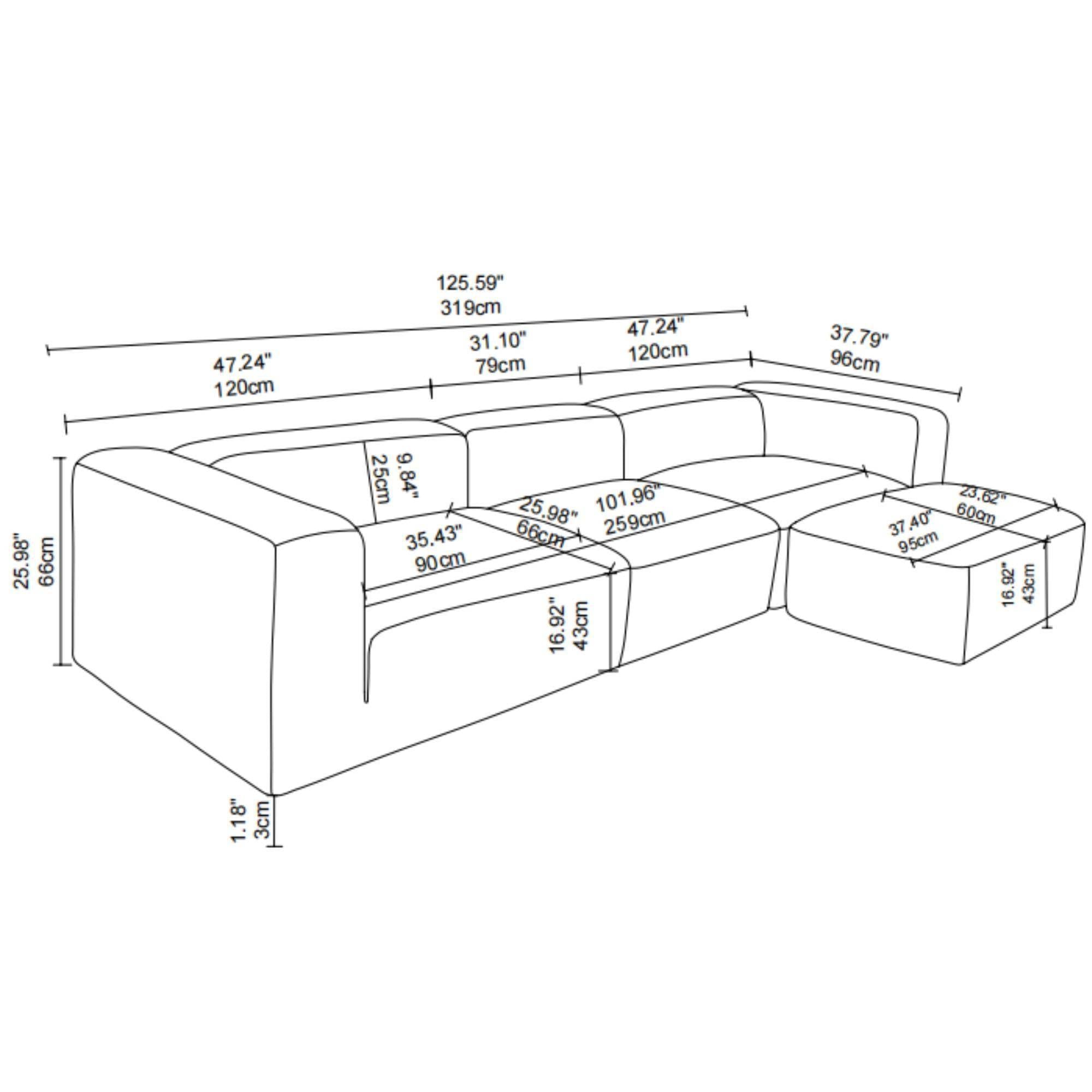 Minimalist Sectional Sofa for Living Room & Bedroom.