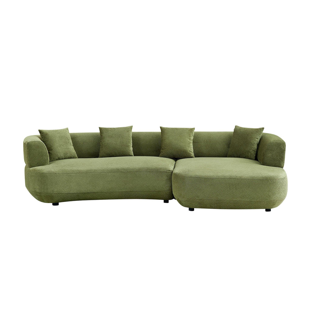 110.63 Inch Curved Modular Sofa in Green.