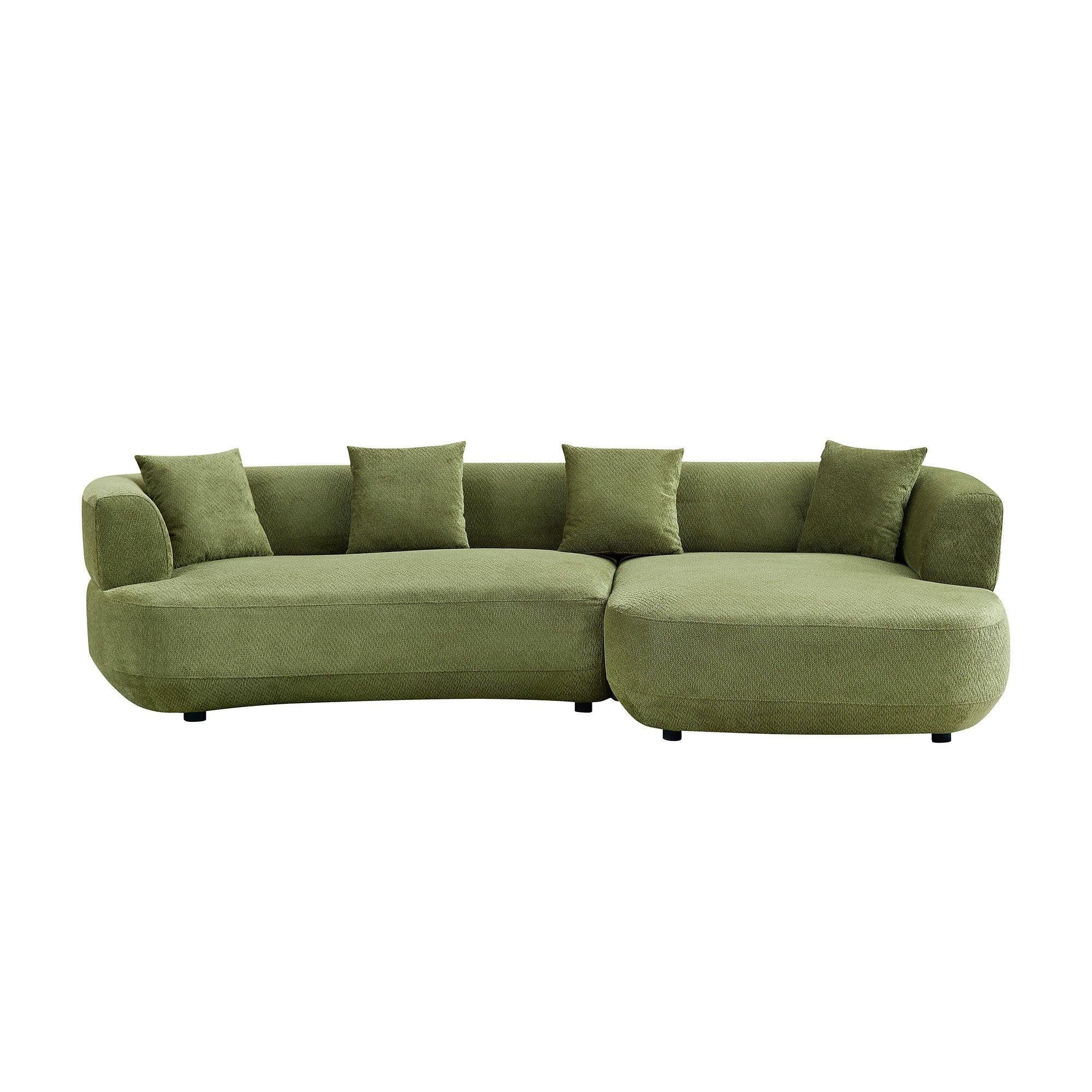 110.63 Inch Curved Modular Sofa in Green.