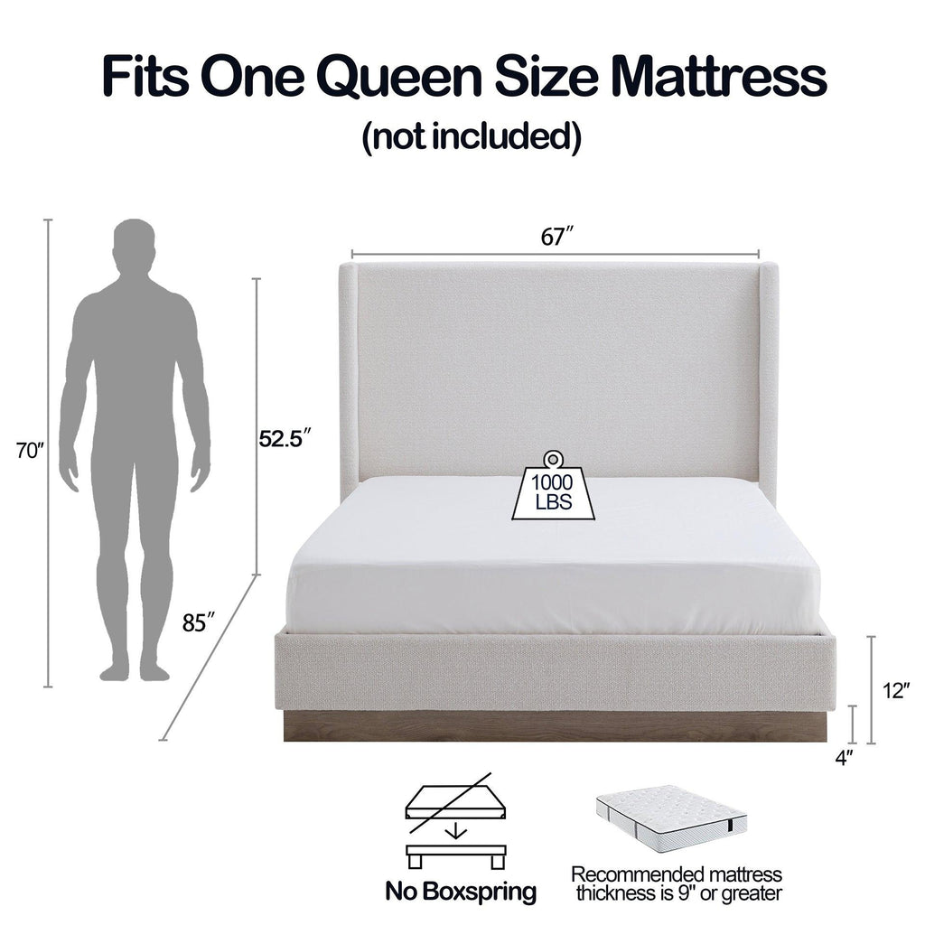 Hosford Upholstered Wingback Bed Queen Size.