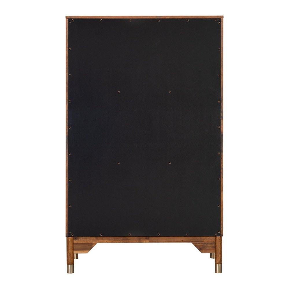1pc Walnut Finish Five-Drawers Tall Chest for Bedroom.