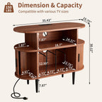 Mid Century Modern Record Player Stand with Charging Station.
