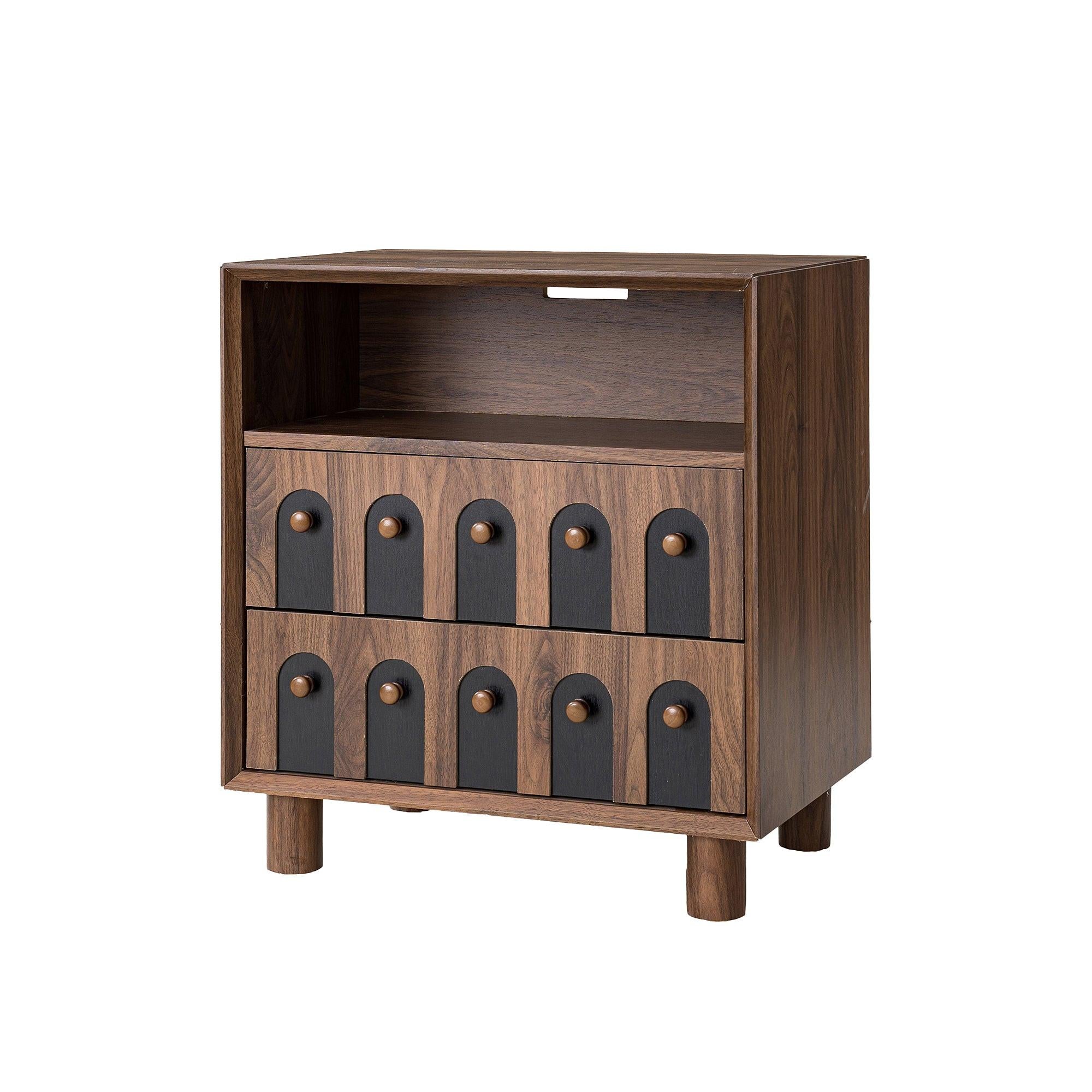 Modern Nightstand with Charging Station & Storage Drawers.