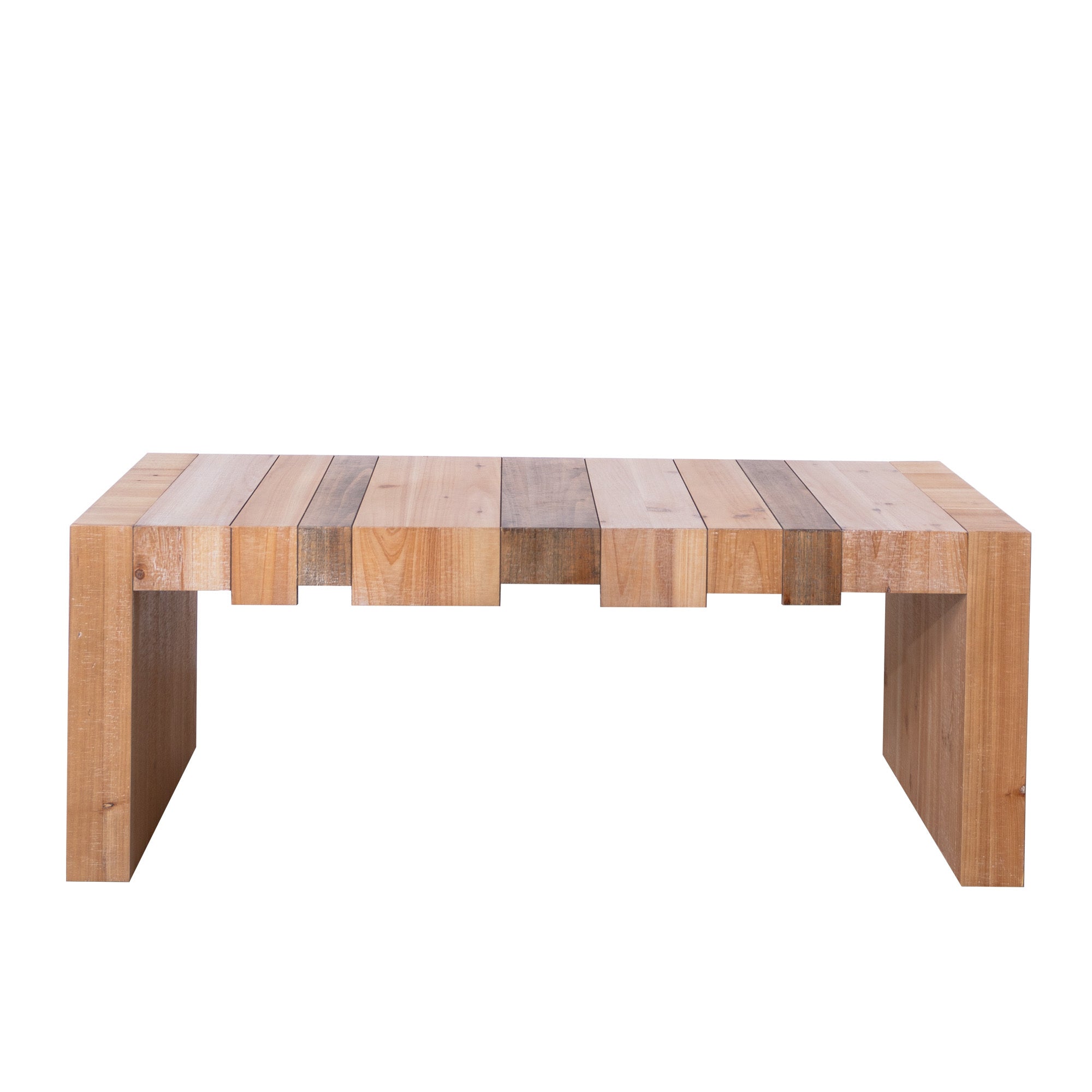 Rustic Coffee Table - Modern Center Table with slatted wood design and rectangular shape, ideal for contemporary living rooms.