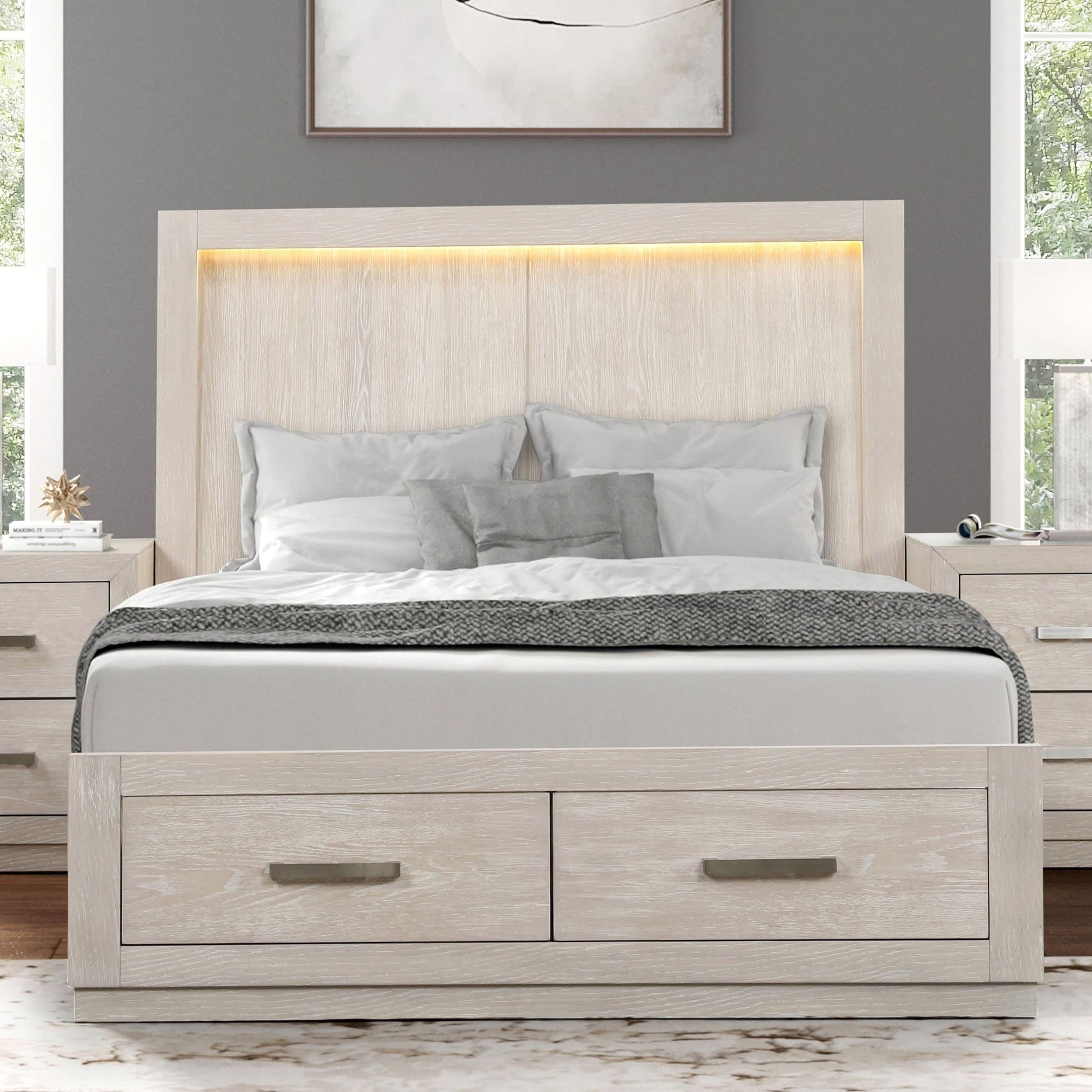 Eastern King Size Bed with Storage and LED Headboard.