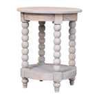 Wood Ellsworth Round Side Table - Acid Wash Finish.
