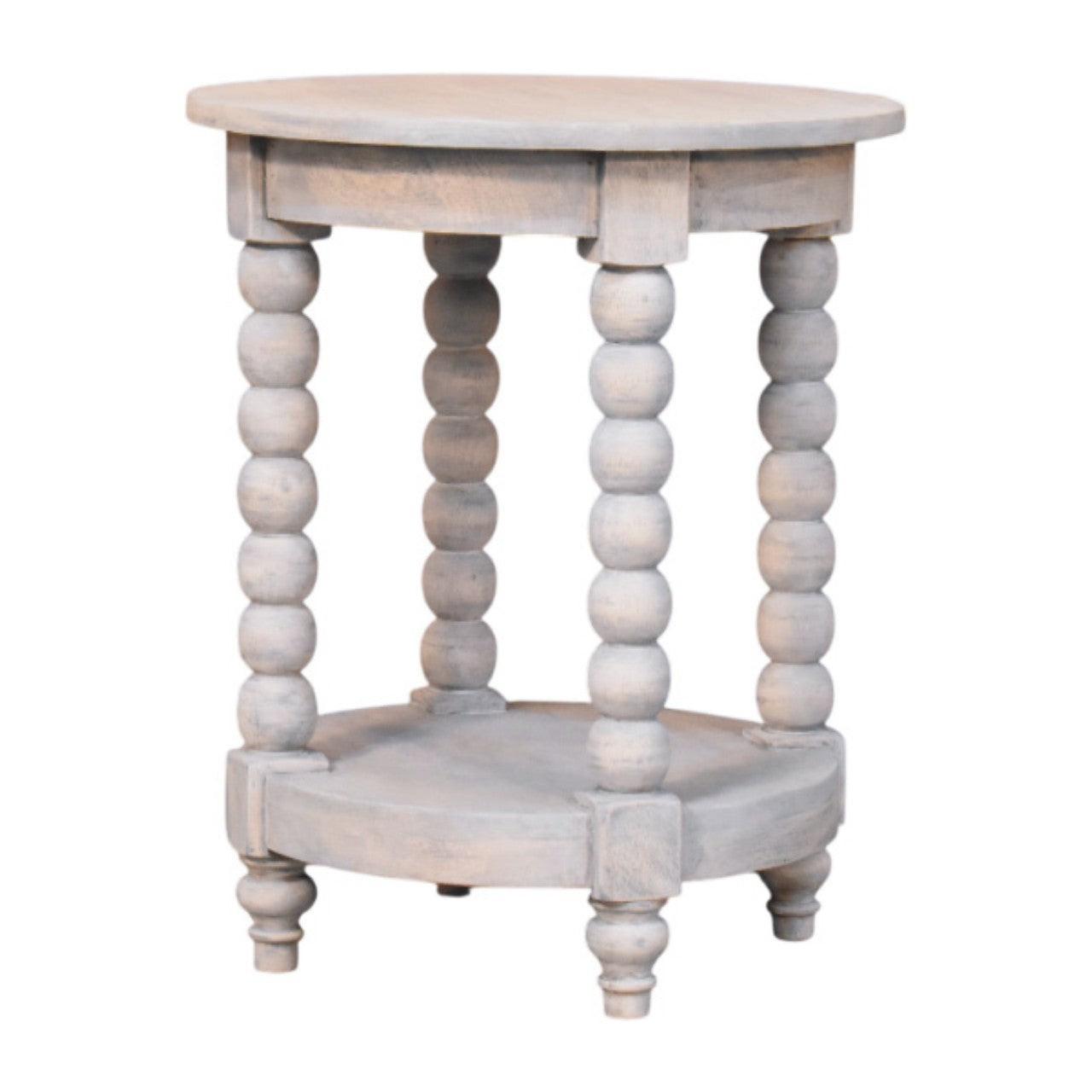 Wood Ellsworth Round Side Table - Acid Wash Finish.
