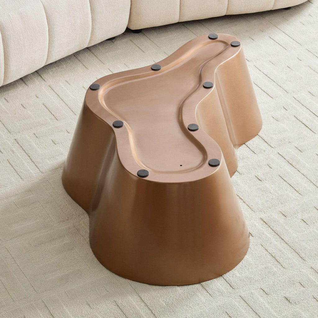 Brown Fiberglass Coffee Table - 50 Inch Unique Shape.