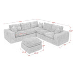 Modern Boucle L-shaped Sectional Sofa with Ottoman.