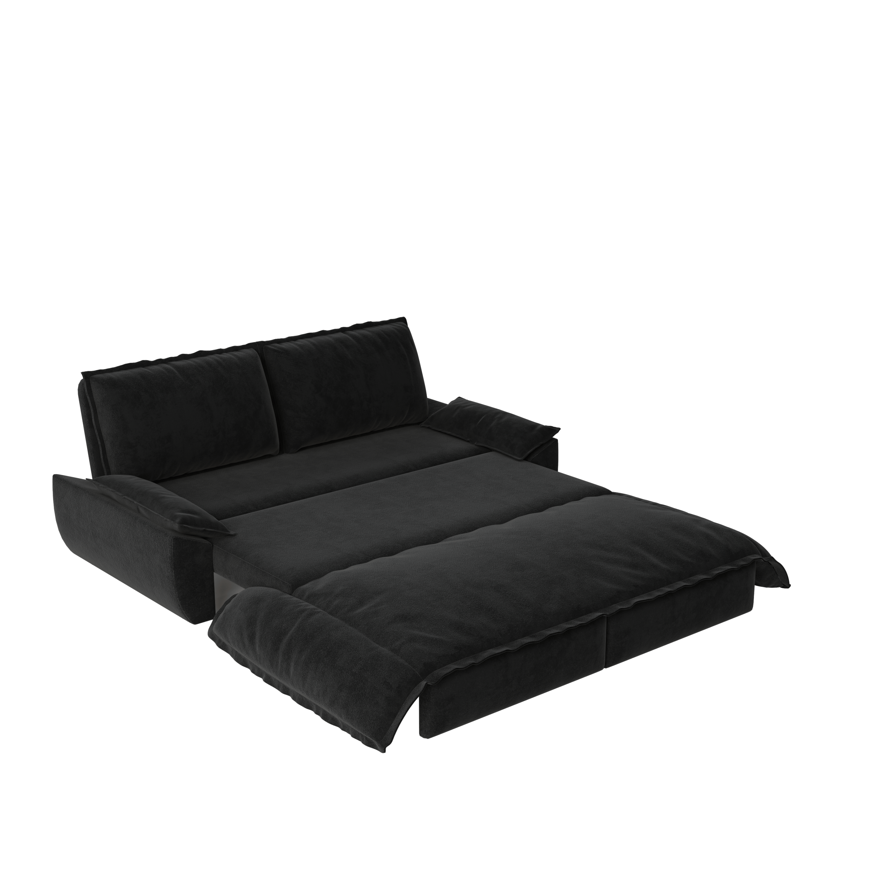 73-Inch Black Velvet Convertible Queen Sleeper Sofa Bed with Pull Out