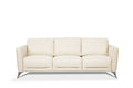 Malaga 83-Inch Cream Top Grain Leather Sofa with Chrome Legs