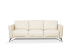Malaga 83-Inch Cream Top Grain Leather Sofa with Chrome Legs