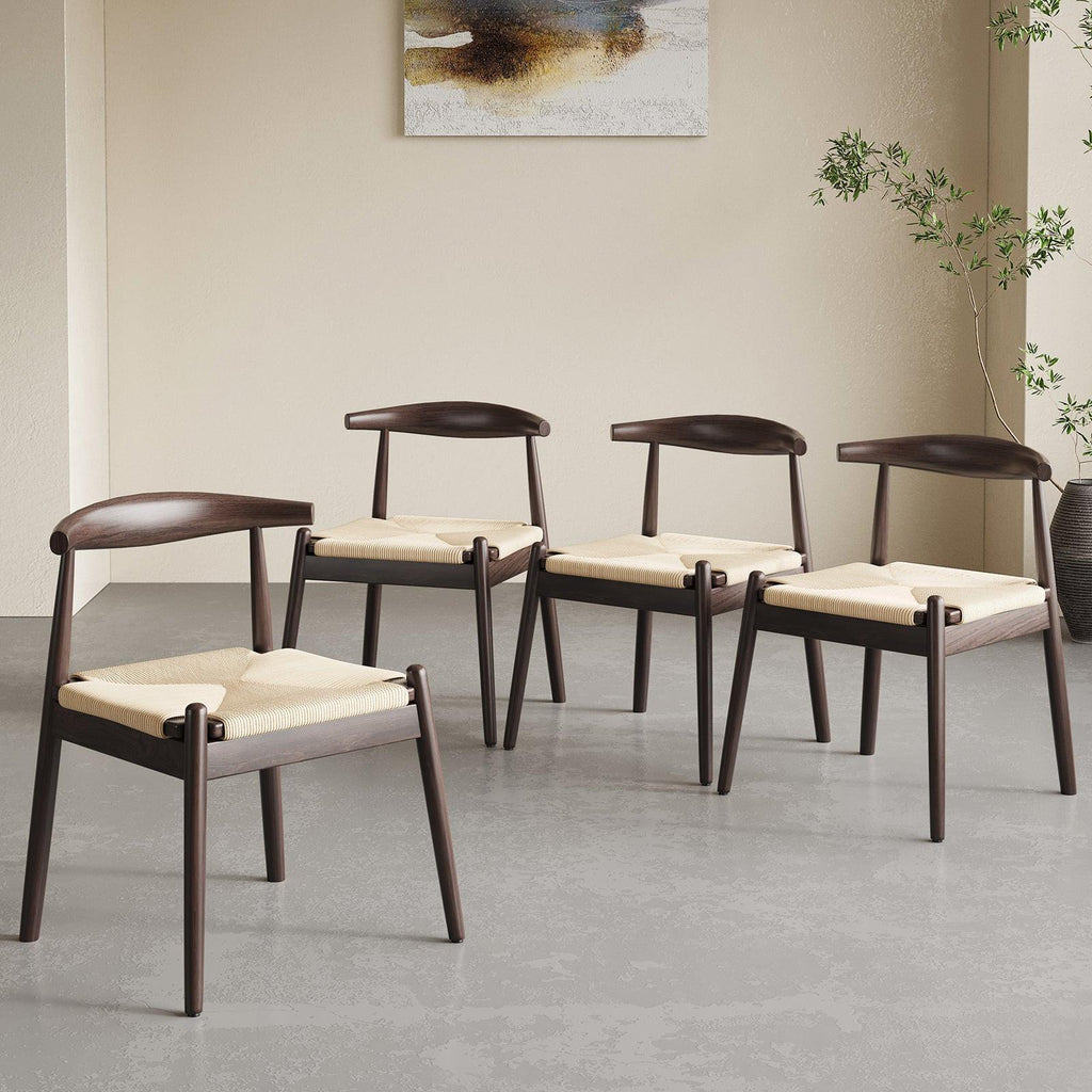 Mid-Century Modern Dining Chairs Set of 2 with Oak Frame.