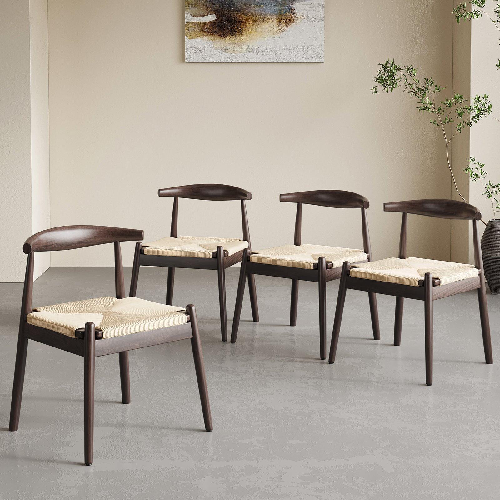 Mid-Century Modern Dining Chairs Set of 2 with Oak Frame.