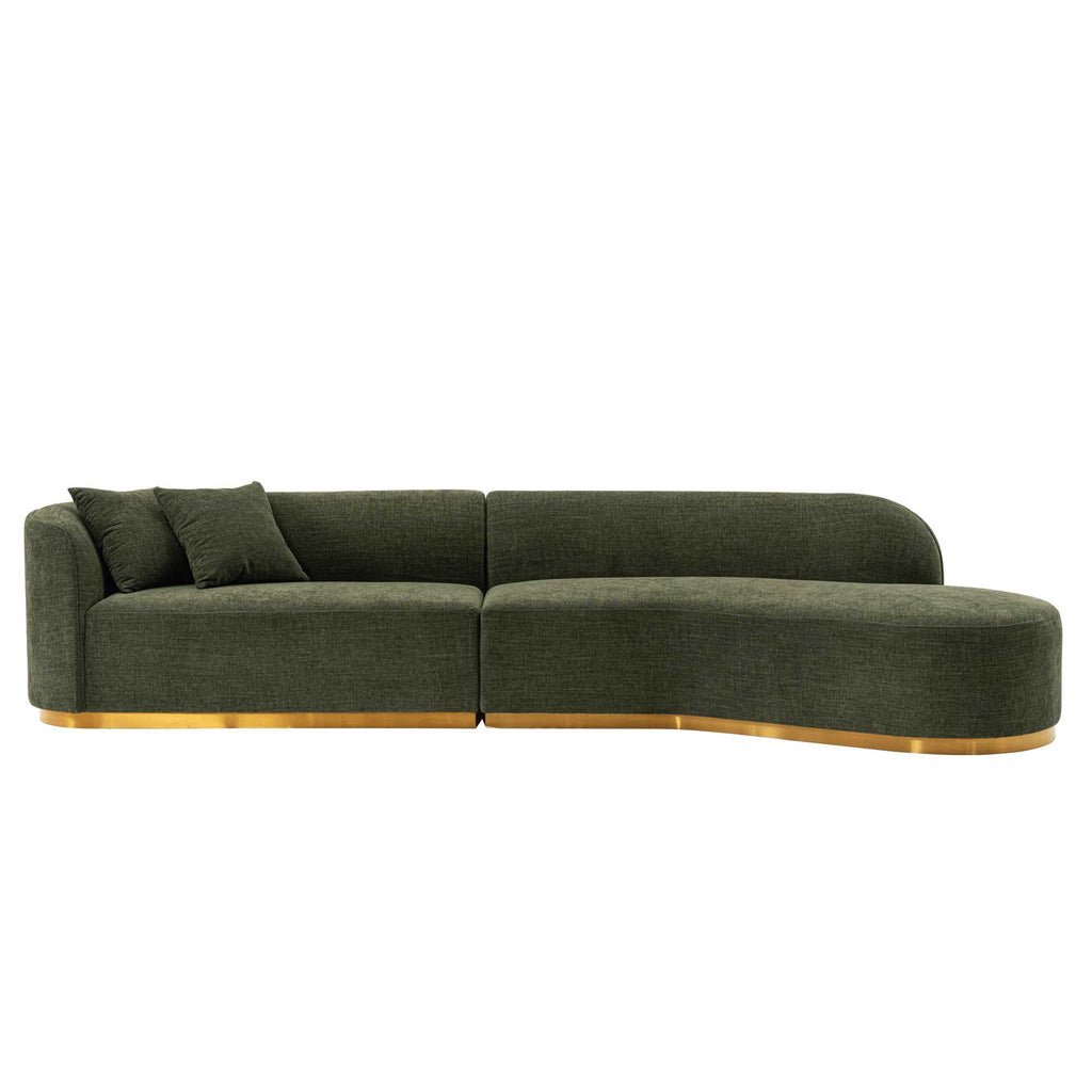 Daria 132' Chenille Sectional in Olive Green