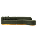 Daria 132' Chenille Sectional in Olive Green
