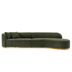 Daria 132' Chenille Sectional in Olive Green