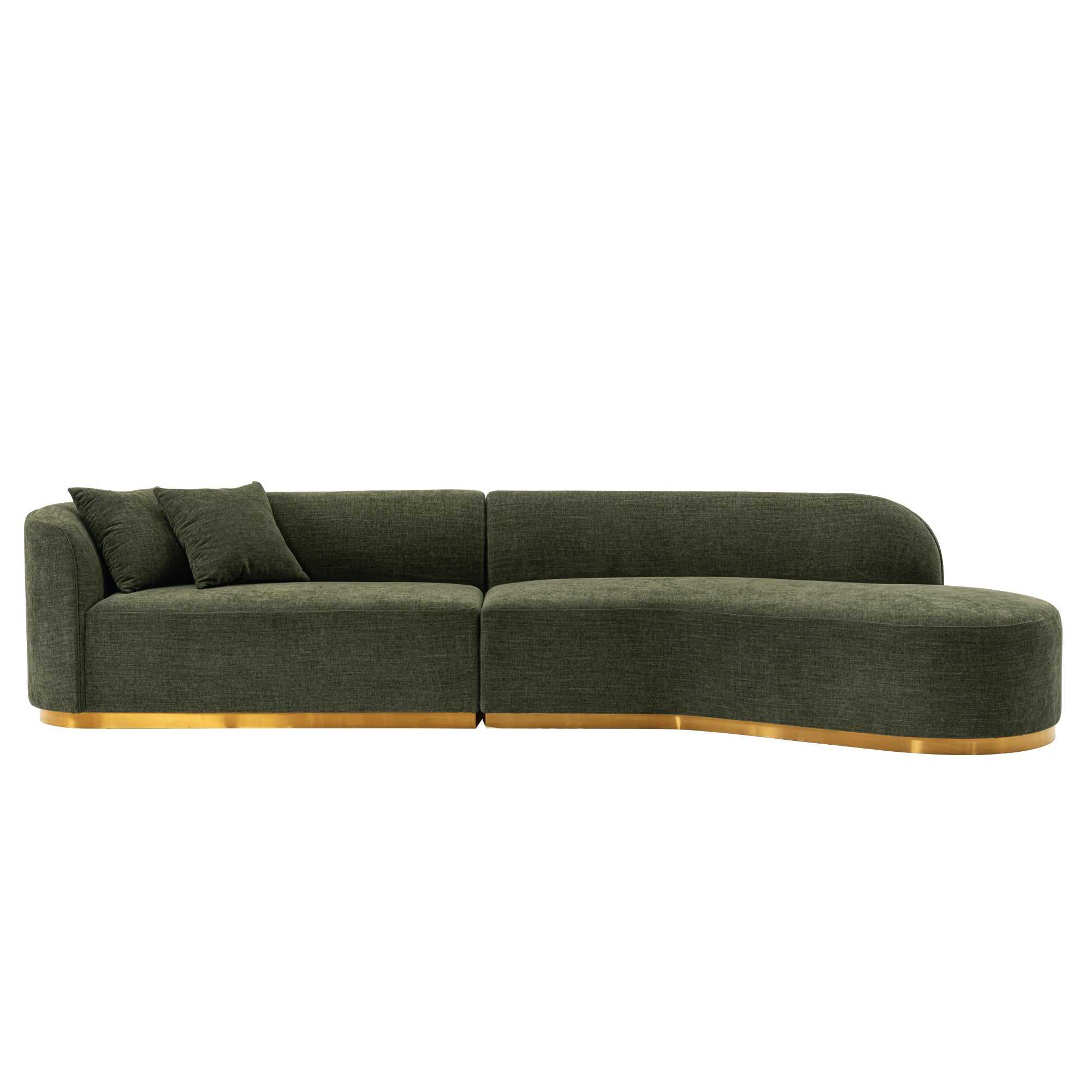 Daria 132' Chenille Sectional in Olive Green