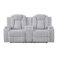 Light Gray Corduroy Reclining Loveseat with Center Console Storage