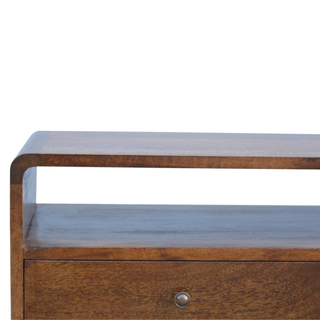 Curved Chestnut Media Unit.