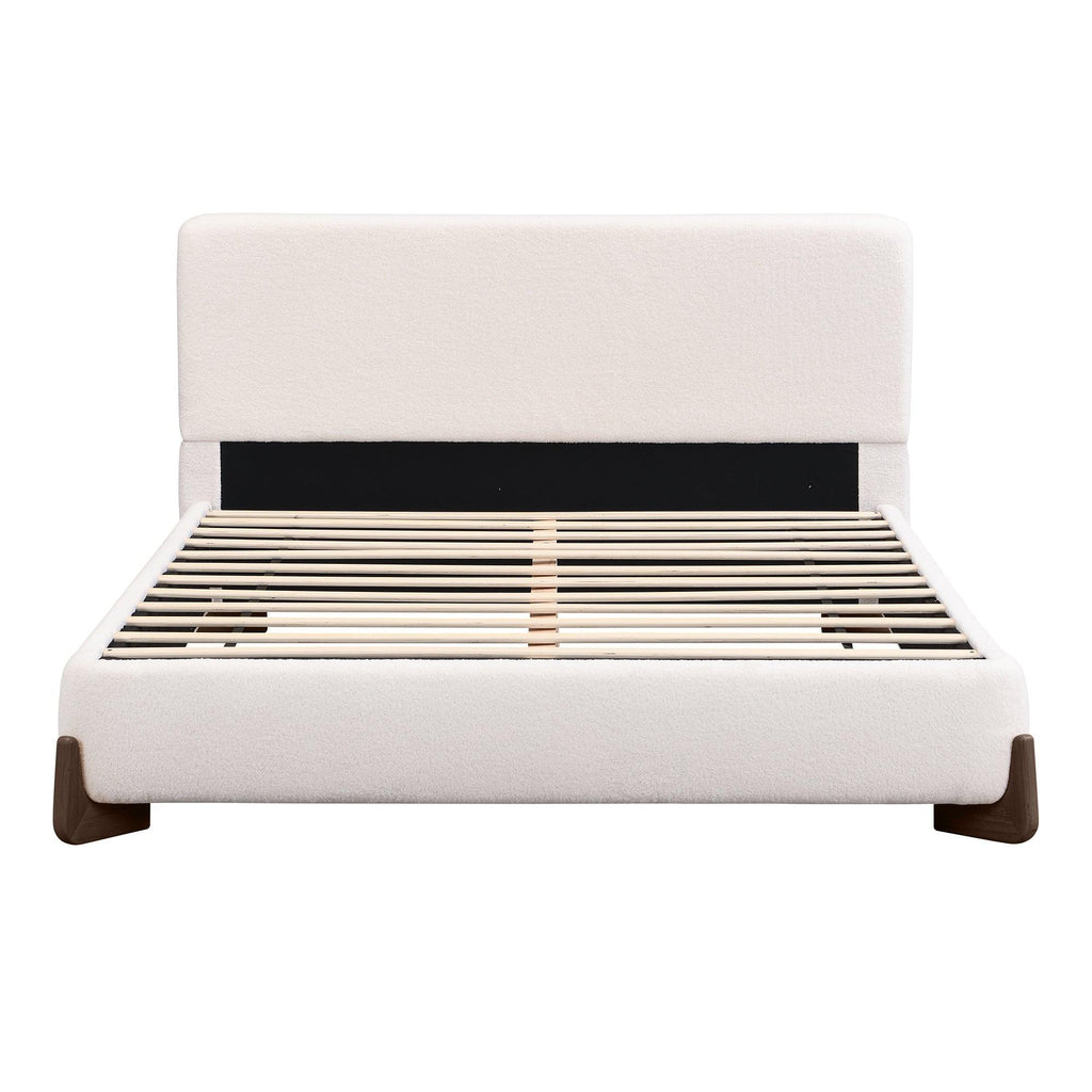 King Size Upholstered Bed with Durable Wood Legs.