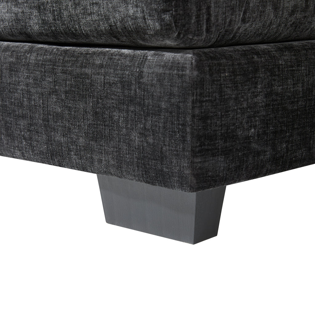 Close-up of sturdy leg base on Modern U-Shaped Sectional Sofa with Console & USB, showcasing durable construction and textured chenille fabric.