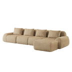 Angled view of the Modern L-Shaped Modular Sofa - Oversize 4-Seater Couch with modular sections and plush cushions.