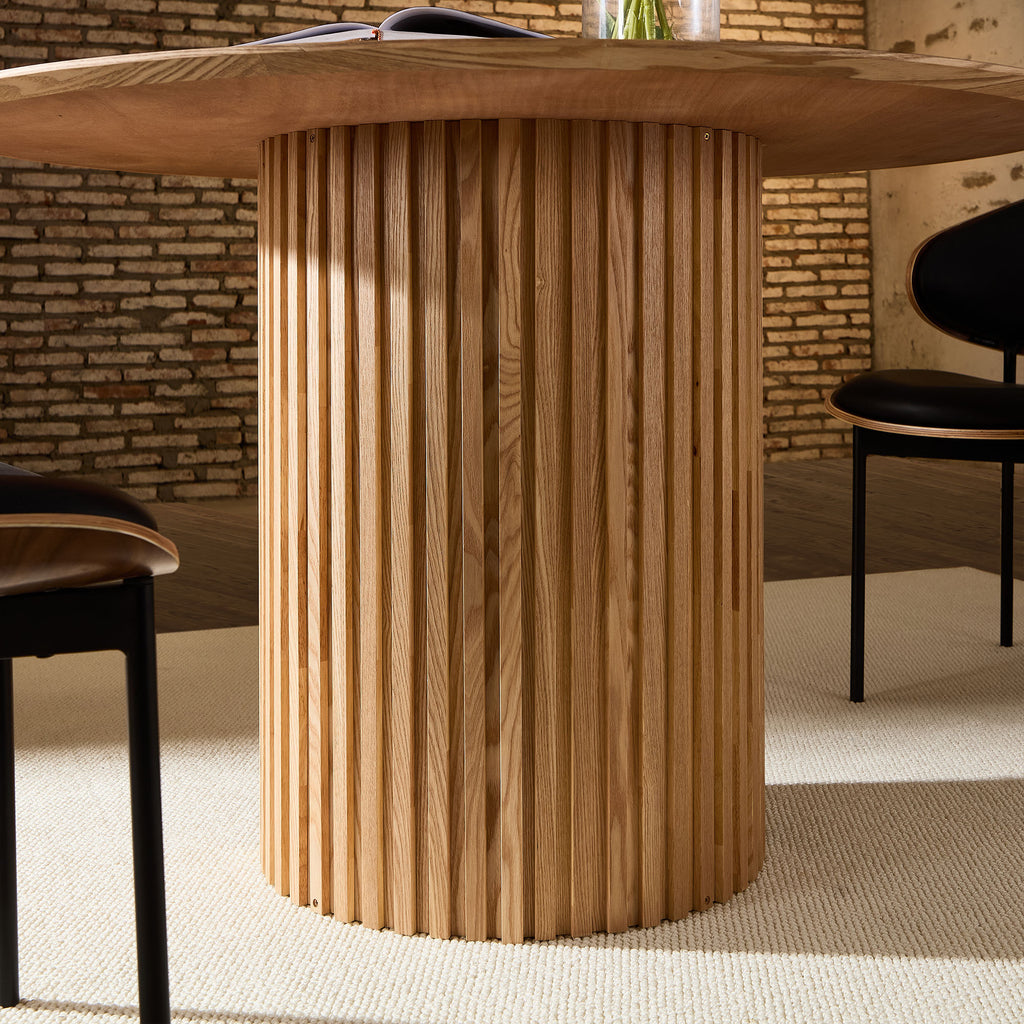 46.45 inch MDF Dining Table for Dining Room Round Dinner Tables Mid-Century Modern Table OAK