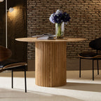 46.45 inch MDF Dining Table for Dining Room Round Dinner Tables Mid-Century Modern Table OAK