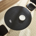 46.45 inch MDF Dining Table for Dining Room Round Dinner Tables Mid-Century Modern Table BLACK