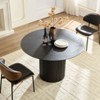 46.45 inch MDF Dining Table for Dining Room Round Dinner Tables Mid-Century Modern Table BLACK