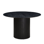 46.45 inch MDF Dining Table for Dining Room Round Dinner Tables Mid-Century Modern Table BLACK