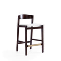 Klismos Wood Upholstered Counter Stool in Ivory