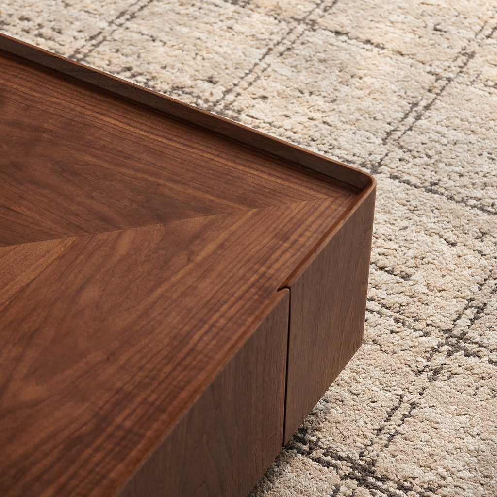 Square Walnut Coffee Table for Living Room.