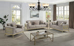 Antigua 3-Piece Chenille Living Room Set in Taupe with Gold Accents