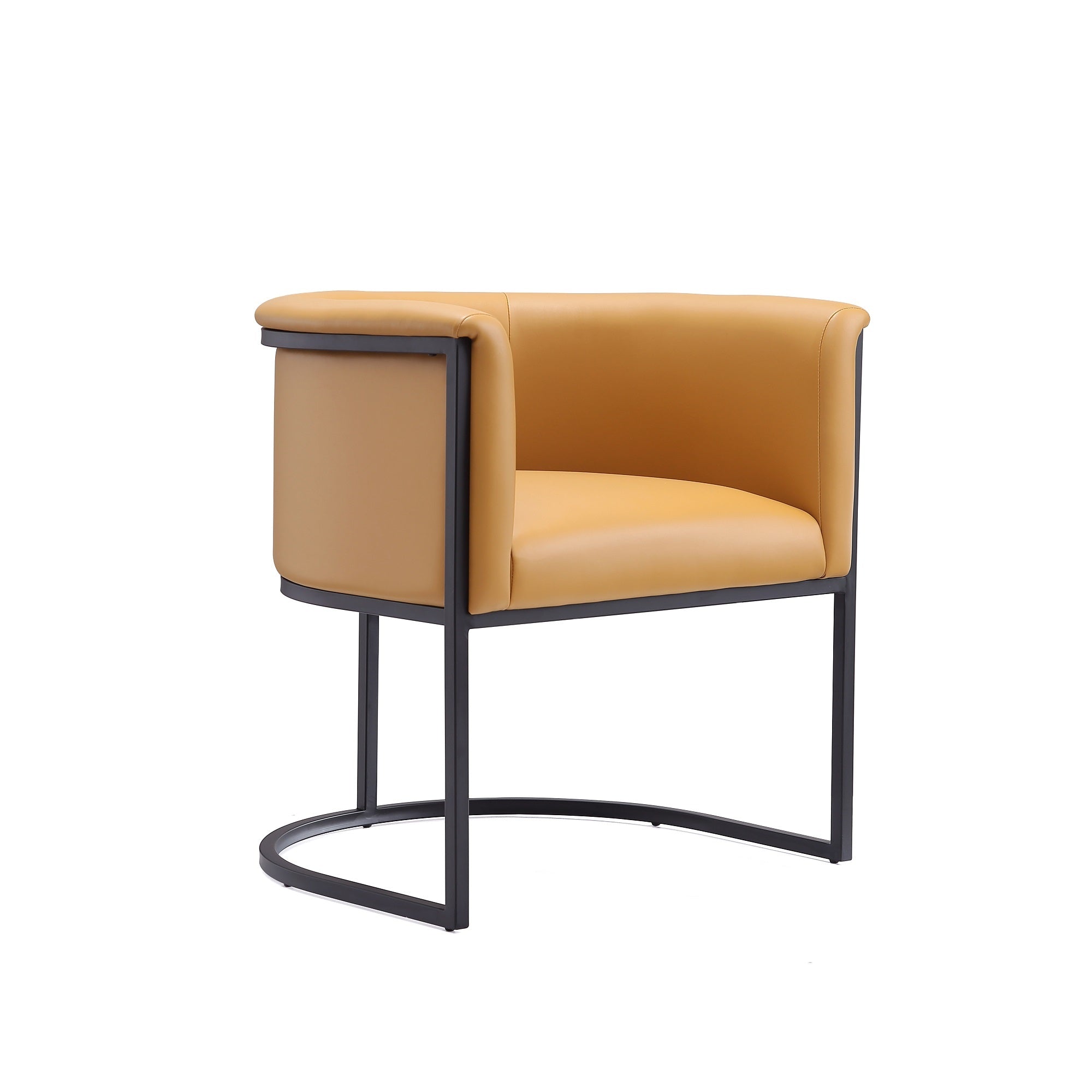 Cosmopolitan Metal Vegan Leather Dining Chair in Camel