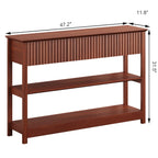 47″ Fluted MDF Console Table with Dual Drawers & Display Shelf , Stylish Entryway/Sofa Accent