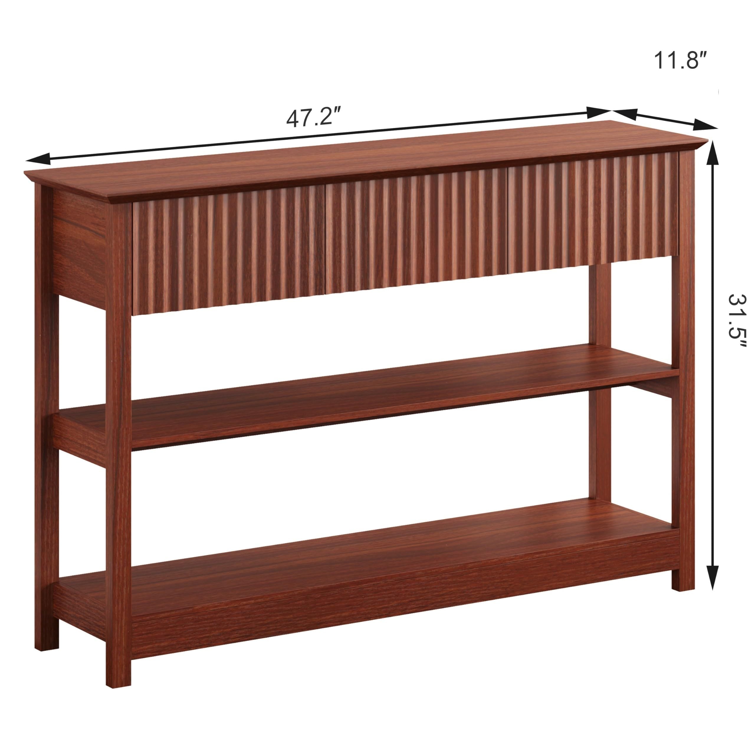 47″ Fluted MDF Console Table with Dual Drawers & Display Shelf , Stylish Entryway/Sofa Accent