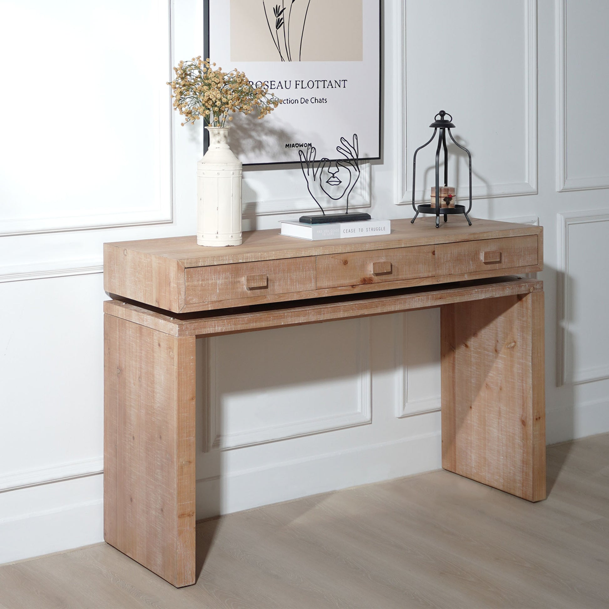 Rustic Wooden Console Table with 3 Drawers, 47in Entryway Table with Drawers, Wood Console Table For Entry Way, Hallway,Foyer, Corridor, Office