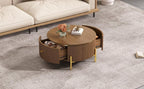 Modern Round Coffee Table with Storage Drawers.