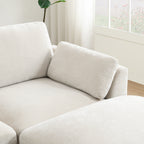 Lumbar cushion placed on the chaise section of the modular sectional sofa for added back support.