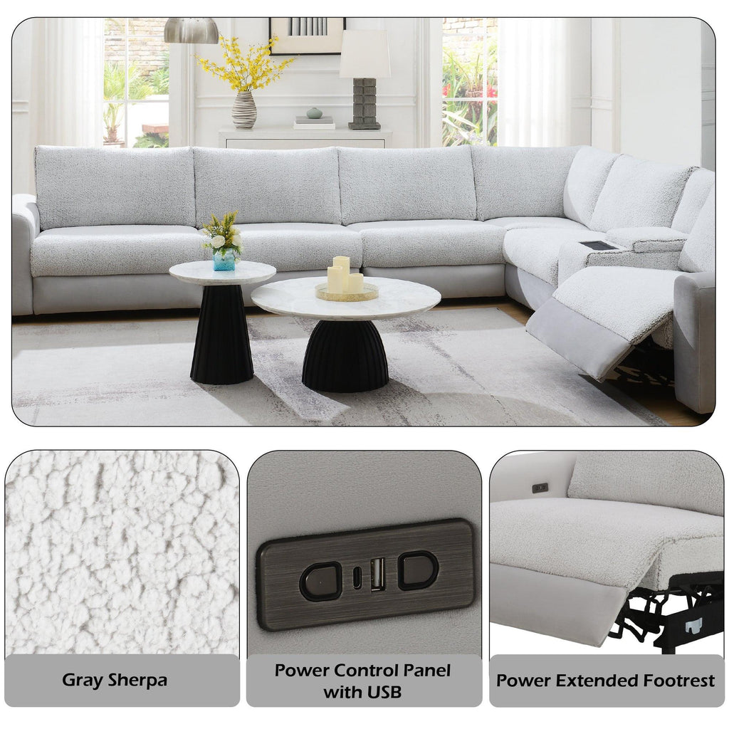 Tarrance Gray Power Recliner Sectional with Multifunction.