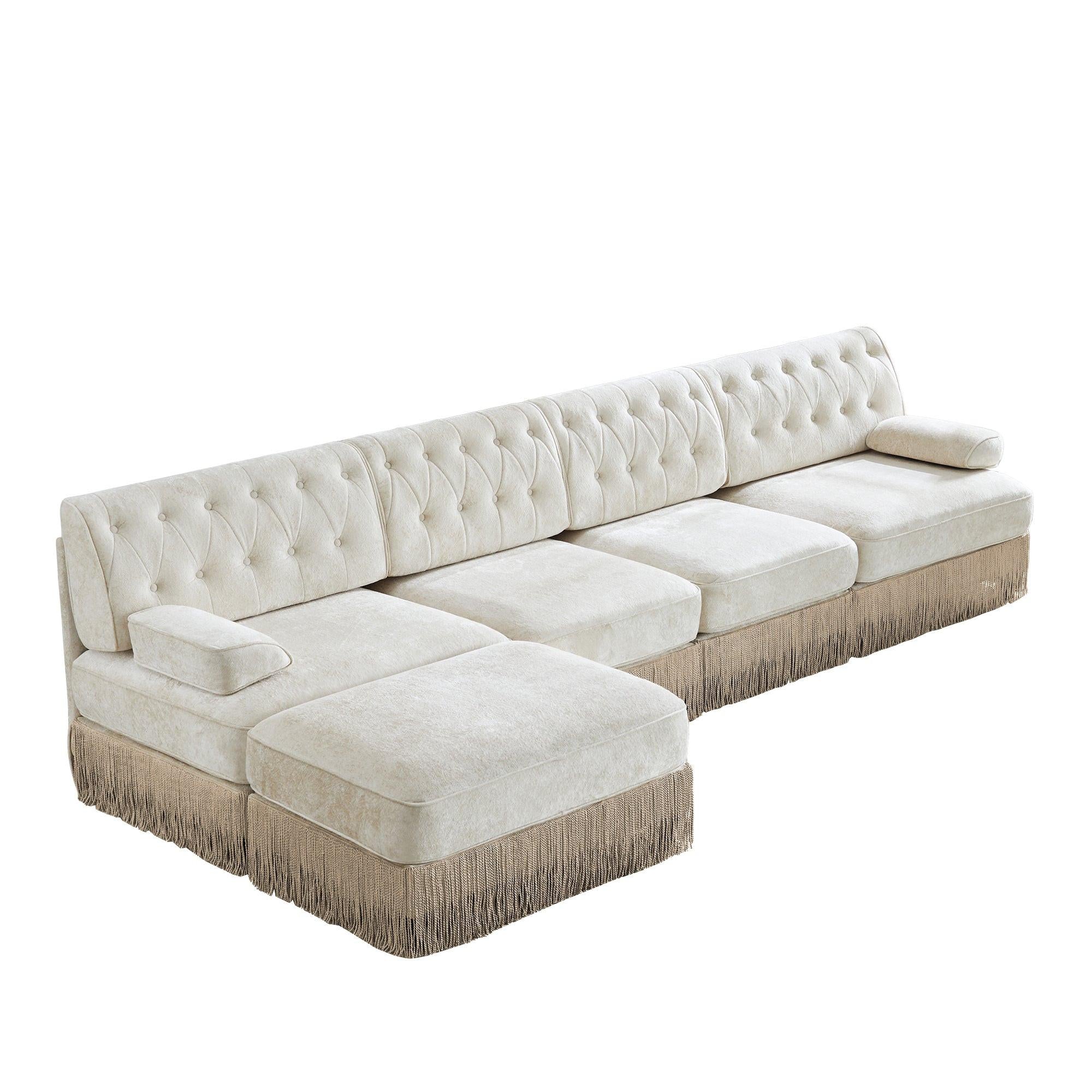 Beige Velvet Chesterfield Sofa for Living Rooms & Bedrooms.