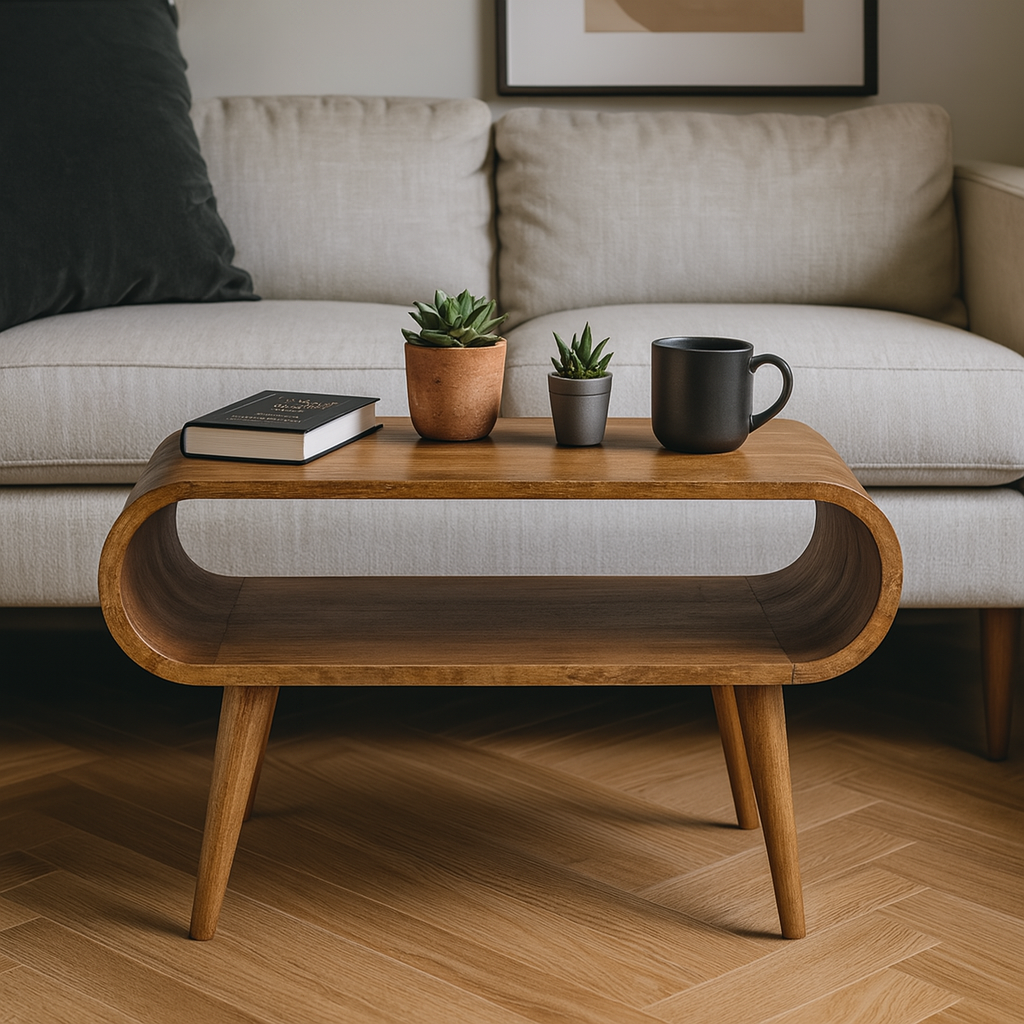 Solid Wood Open Oak-ish Coffee Table, Nordic Legs