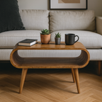 Solid Wood Open Oak-ish Coffee Table, Nordic Legs