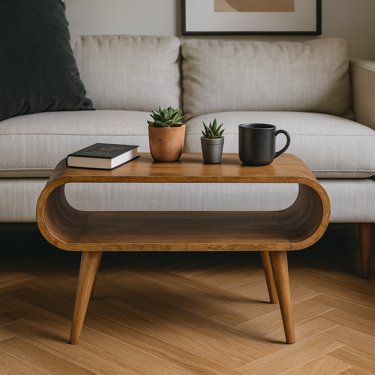 Solid Wood Open Oak-ish Coffee Table, Nordic Legs