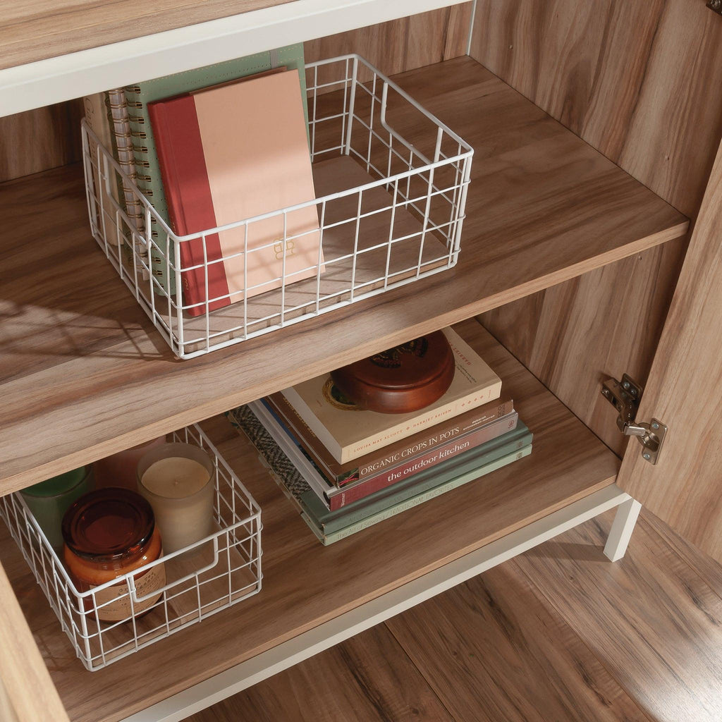 Brown Bookcase with Doors - 5 Shelves for Storage.