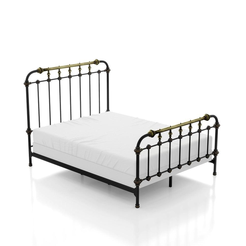 Antique Black King Size Bed with Gold Accents.